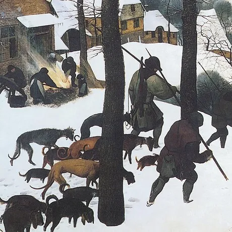 The Hunters in the Snow Framed Canvas Replica Painting: Small