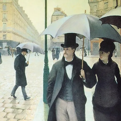 Rue du Paris Rainy Day Framed Canvas Replica Painting: Small