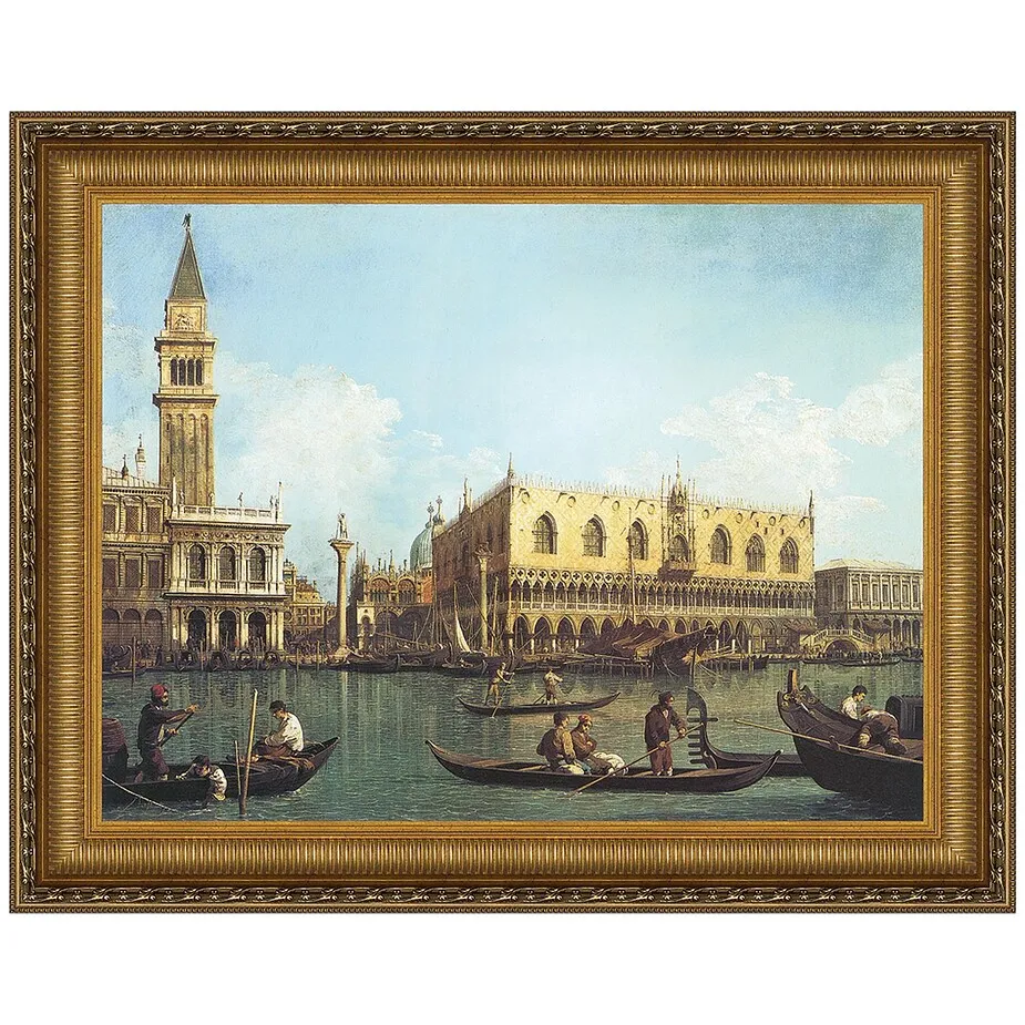 View of the Bacino di San Marco Framed Canvas Replica Painting: Small