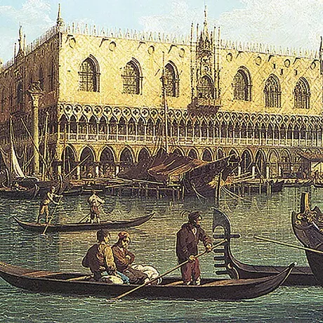 View of the Bacino di San Marco Framed Canvas Replica Painting: Large