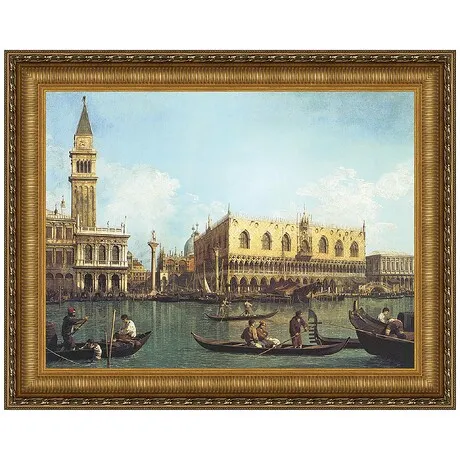 View of the Bacino di San Marco Framed Canvas Replica Painting: Grande