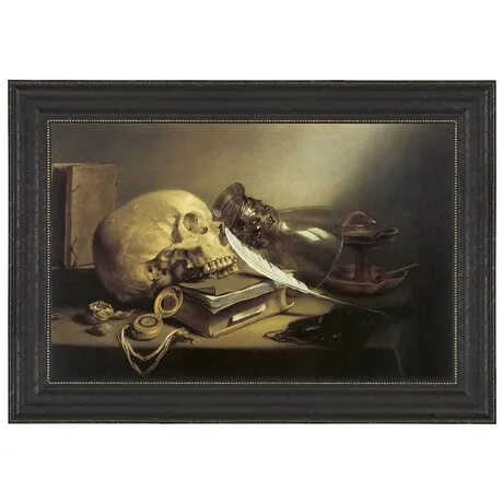 A Vanitas Still Life Framed Canvas Replica Painting: Small