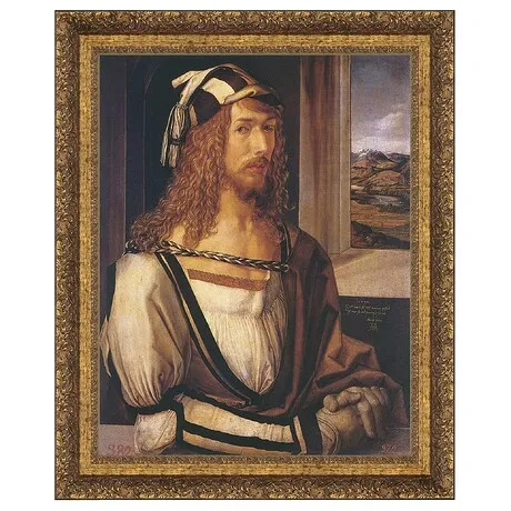 Durer Self Portrait Framed Canvas Replica Painting: Medium