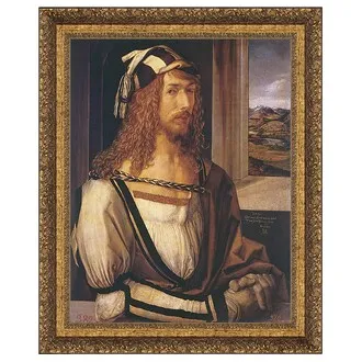 Durer Self Portrait Framed Canvas Replica Painting: Medium