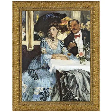 Chez Mouquin Framed Canvas Replica Painting: Medium