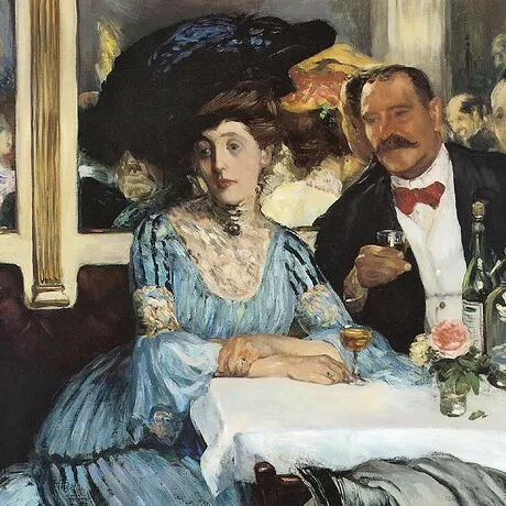 Chez Mouquin Framed Canvas Replica Painting: Grande