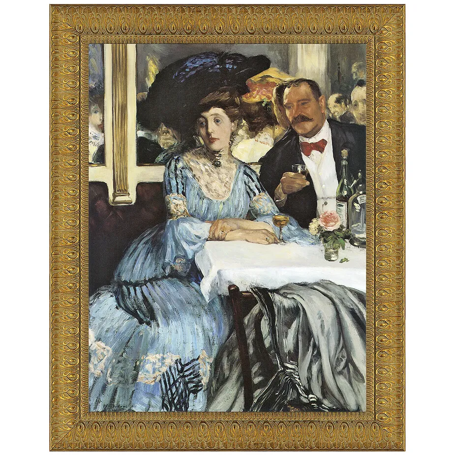 Chez Mouquin Framed Canvas Replica Painting: Grande