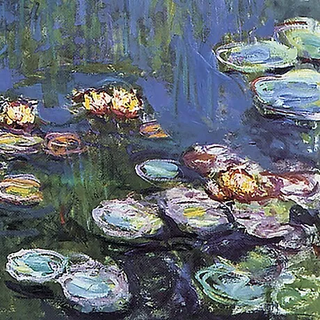 Waterlilies Framed Canvas Replica Painting: Large