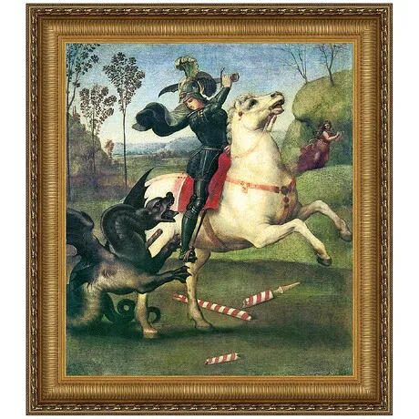 Saint George Fighting the Dragon Framed Canvas Replica Painting: Medium