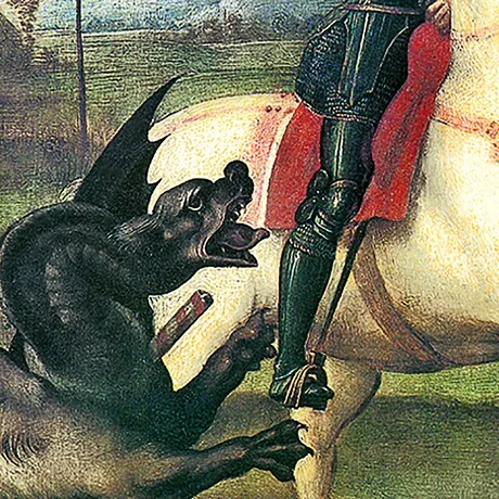 Saint George Fighting the Dragon Framed Canvas Replica Painting: Large