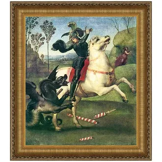 Saint George Fighting the Dragon Framed Canvas Replica Painting: Grande