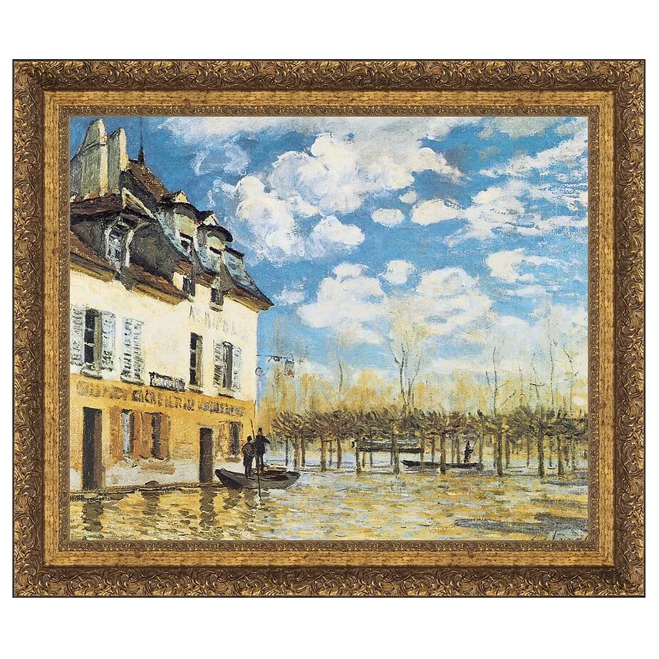 L'Inondation a Port-Marly Framed Canvas Replica Painting: Medium