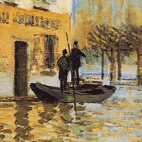 L'Inondation a Port-Marly Framed Canvas Replica Painting: Grande