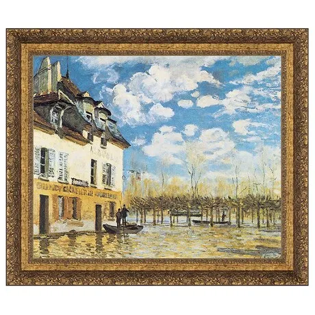 L'Inondation a Port-Marly Framed Canvas Replica Painting: Grande