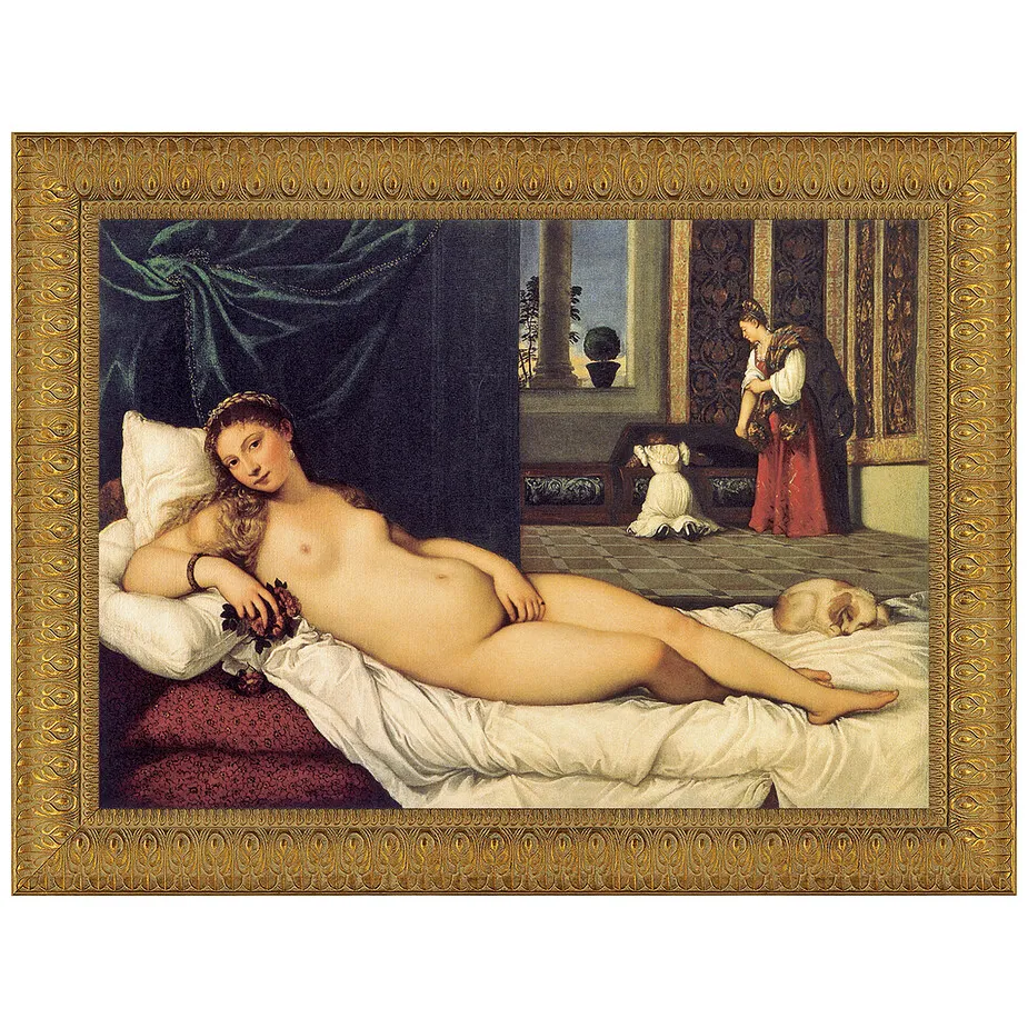 The Venus of Urbino Framed Canvas Replica Painting: Small