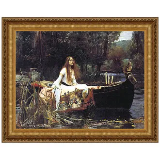 Lady of Shalott Framed Canvas Replica Painting: Grande