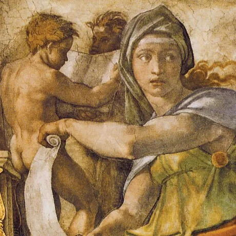 The Delphic Sibyl Framed Canvas Replica Painting: Large