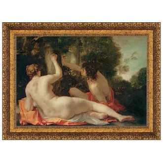 Angelica and Medoro Framed Canvas Replica Painting: Medium