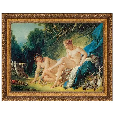 Diana Leaving Her Bath Framed Canvas Replica Painting: Large