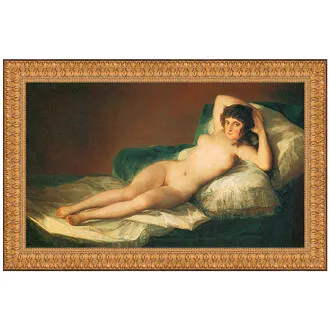The Nude Maja (La Maja Desnuda) Framed Canvas Replica Painting: Grande