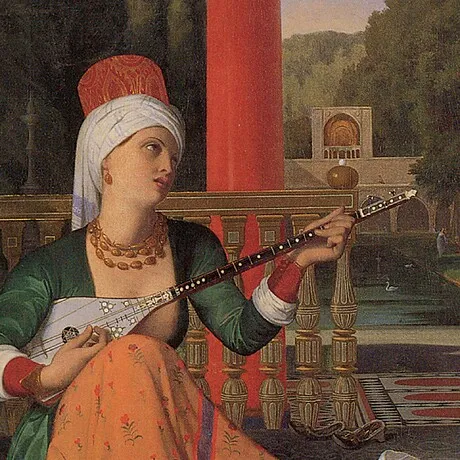 Odalisque with Slave Framed Canvas Replica Painting: Medium
