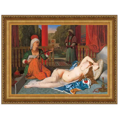 Odalisque with Slave Framed Canvas Replica Painting: Large