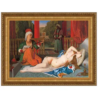 Odalisque with Slave Framed Canvas Replica Painting: Large