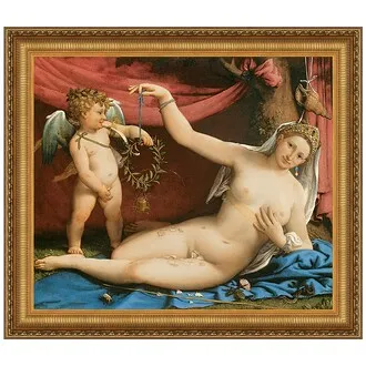 Venus and Cupid Framed Canvas Replica Painting: Small