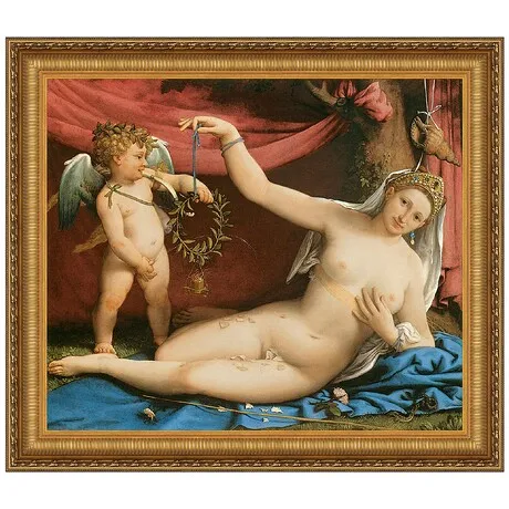 Venus and Cupid Framed Canvas Replica Painting: Large