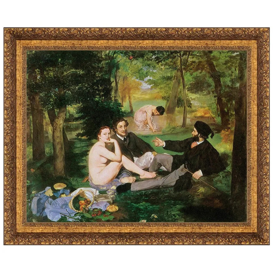 Luncheon on the Grass Framed Canvas Replica Painting: Large