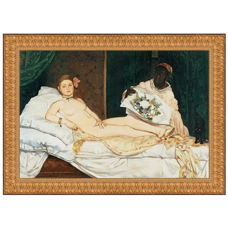 Olympia Framed Canvas Replica Painting: Large