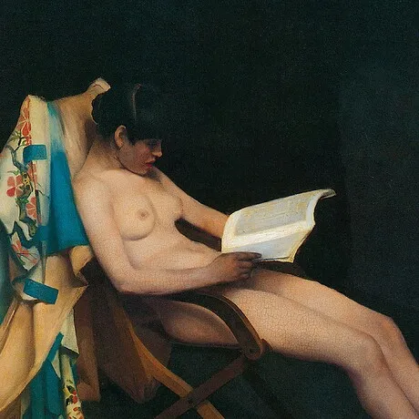 The Reading Girl Framed Canvas Replica Painting: Large