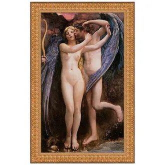 Cupid and Psyche Framed Canvas Replica Painting: Medium