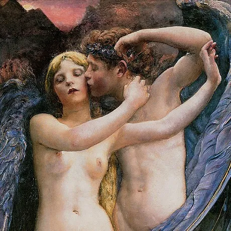 Cupid and Psyche Framed Canvas Replica Painting: Grande