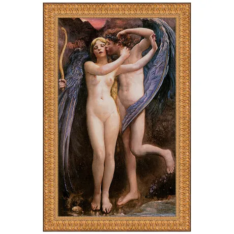 Cupid and Psyche Framed Canvas Replica Painting: Grande