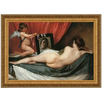 Venus at her Mirror Framed Canvas Replica Painting: Medium