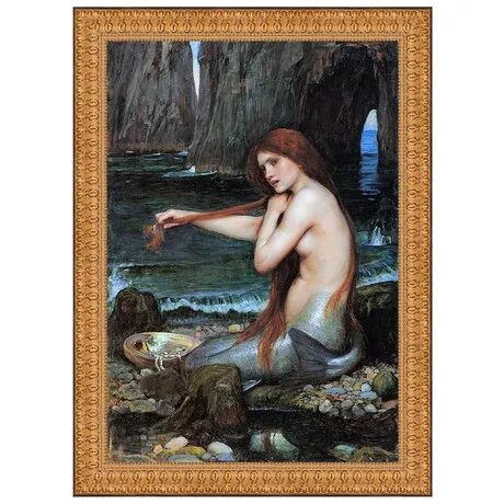 A Mermaid Framed Canvas Replica Painting: Medium
