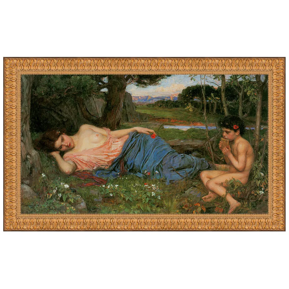 Listen to my Sweet Pipings Framed Canvas Replica Painting: Large