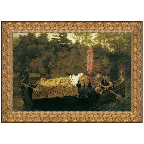 Elaine the Lily Maid of Astolat Framed Canvas Replica Painting: Grande