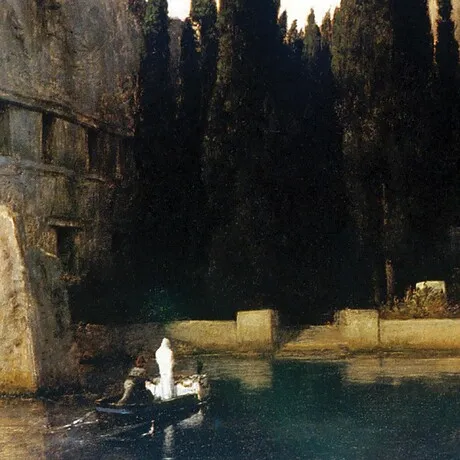 Island of the Dead (III) Framed Canvas Replica Painting: Grande