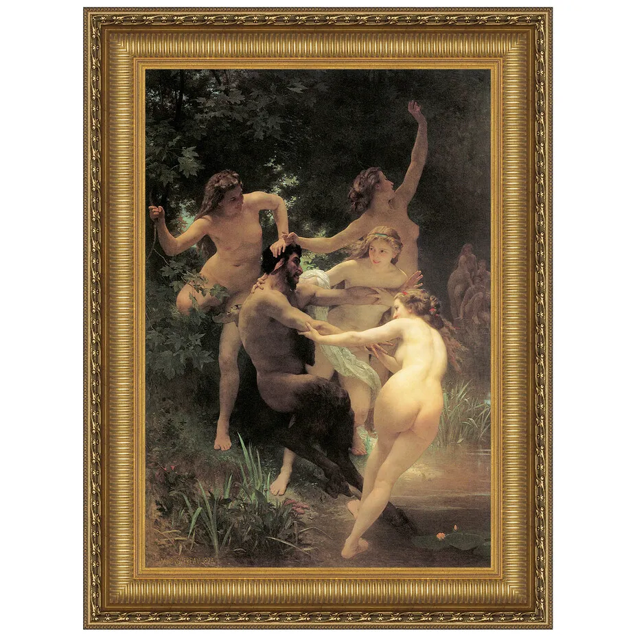 Nymphs and Satyr Framed Canvas Replica Painting: Small