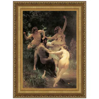 Nymphs and Satyr Framed Canvas Replica Painting: Medium