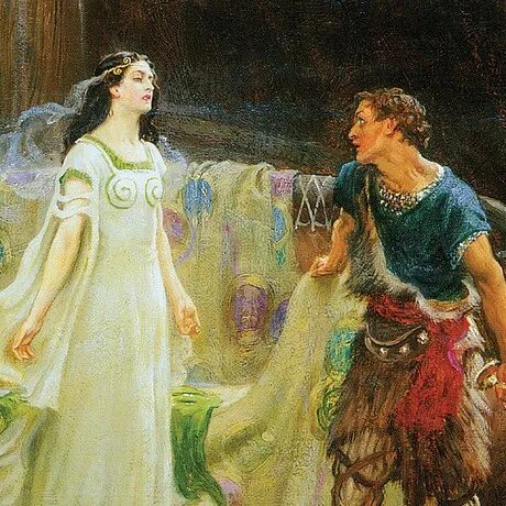 Tristan and Iseult Framed Canvas Replica Painting: Grande
