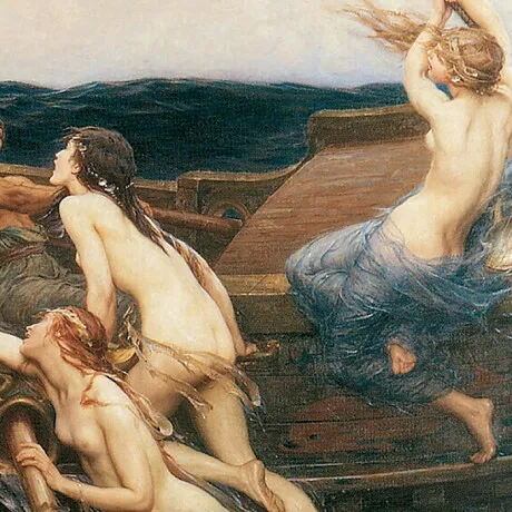 Ulysses and the Sirens Framed Canvas Replica Painting: Small