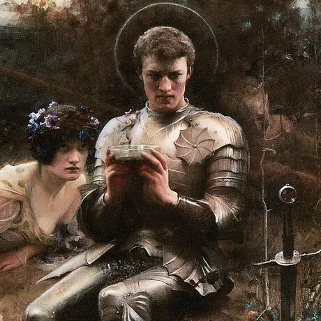 The Temptation of Sir Percival Framed Canvas Replica Painting: Small