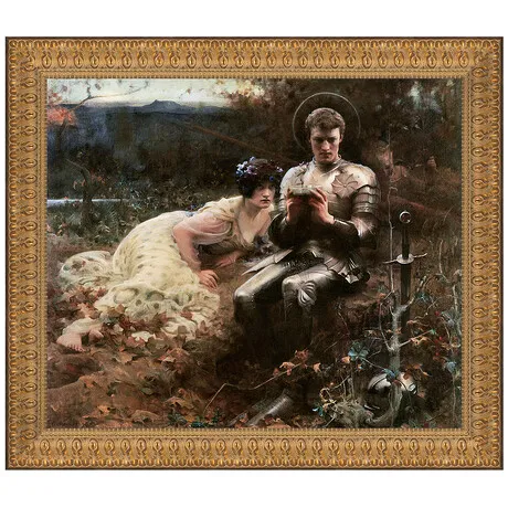 The Temptation of Sir Percival Framed Canvas Replica Painting: Small