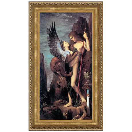 Oedipus and the Sphinx Framed Canvas Replica Painting: Small