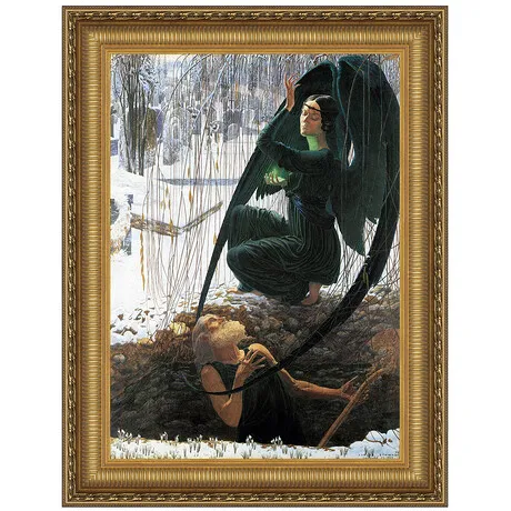 The Death of the Gravedigger Framed Canvas Replica Painting: Grande
