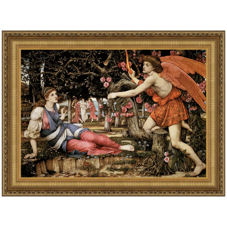 Love and the Maiden Framed Canvas Replica Painting: Medium