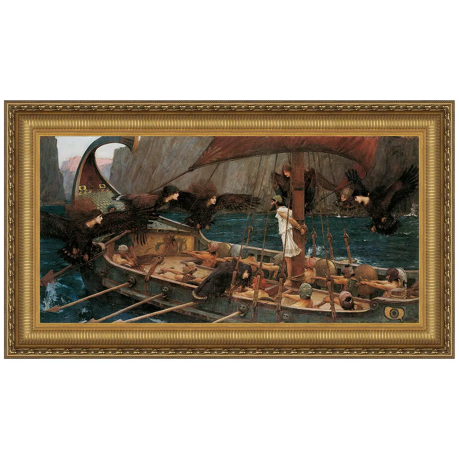 Ulysses and the Sirens Framed Canvas Replica Painting: Small